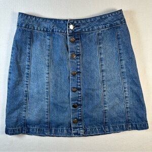 BDG Denim Skirt Button Down 100% Cotton Blue Gunmetal Buttons M Urban Outfitters